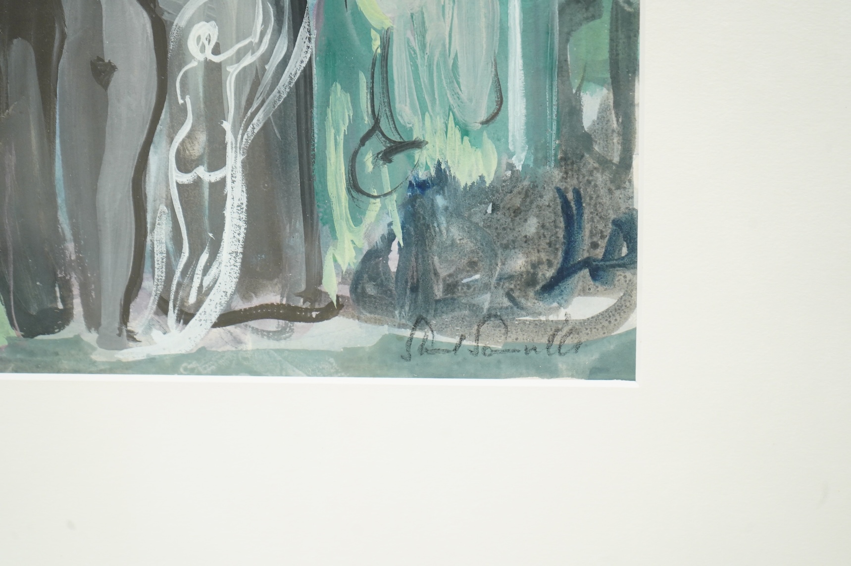 Stuart Scott Somerville (1925-2013), ‘The Three Graces’, signed, gouache, 17 x 22cm